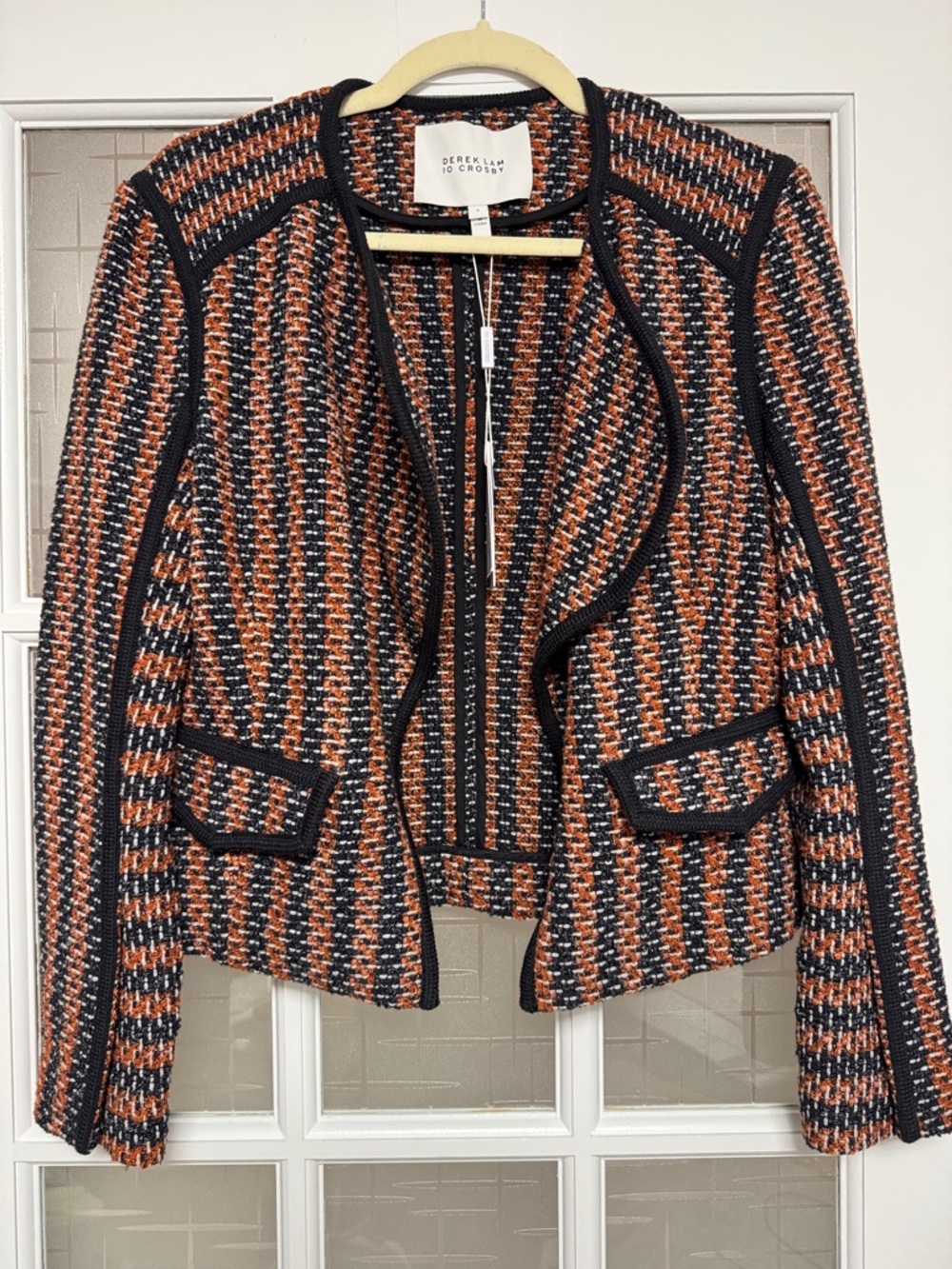 10 Crosby Derek Lam Orange & Black Tweed Jacket